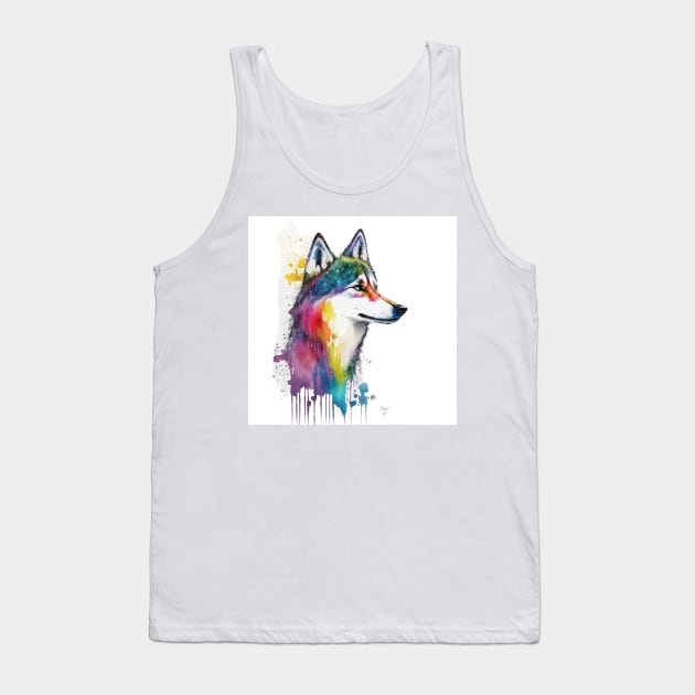 Alaskan Klee Kai Dog In Watercolor & Pen Tank Top by Oldetimemercan